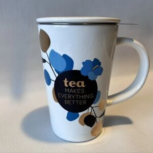 David's Tea Perfect Mug - Blue and Gold With Infuser